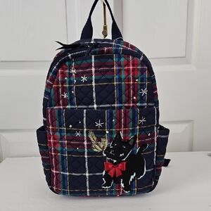 Vera Bradley Plaid Backpack with Black Dog Design